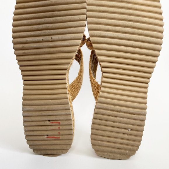 Vintage Rattan Woven Platform Heel Sandal Squared Toe Beach Summer 90s Y2K 2000s - Picture 6 of 7